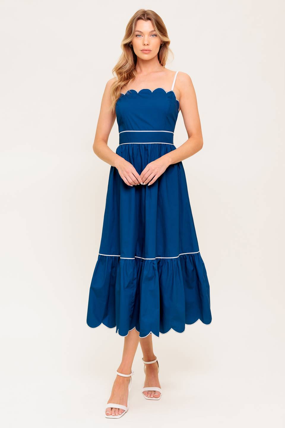 RUSTIC DREAM NAVY WOVEN MIDI DRESS Flying Tomato